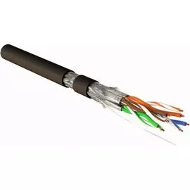 Кабель витая пара S/FTP 7A кат. 4 пары Hyperline SFTP4-C7A-S23-OUT-PE-BK-500 (23AWG), одножильный (solid), каждая пара в фольге, общий экран - оплетка