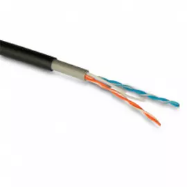 Кабель витая пара SF/UTP 5e кат. 2 пары Hyperline ISF2-C5E-P-I 24 AWG, многопроволочные жилы, SF/UTP, двойная оболочка PVC (UV), серый (305 м)