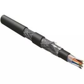 Кабель витая пара SF/UTP 5e кат. 4 пары Hyperline ISFUTP4-C5E-P24/19-PVC/PVC-BK 24 AWG (19х0.12 мм), многопроволочные жилы, двойная оболочка PVC, черн