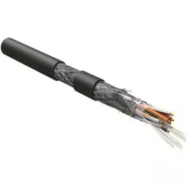 Кабель витая пара SF/UTP 5e кат. 4 пары Hyperline ISFUTP4-C5E-P26/19-PU-BK 26 AWG (19х0.10 мм), многопроволочные жилы, PU, черный (500 м)