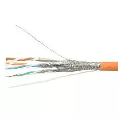Кабель витая пара S/FTP 7 кат. 4 пары Cabeus SSTP-4P-Cat.7-SOLID-IN-LSZH 22AWG(0.58 мм), медь, одножильный (solid), внутренний, LSZH, оранжевый, уп/30