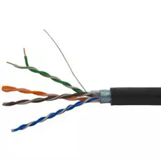 Кабель витая пара F/UTP 5e кат. 4 пары SUPRLAN 01-1028 24AWG(0.48 мм), медь, одножильный (solid), внешний, PE, чёрный, уп/305м ''Standard''