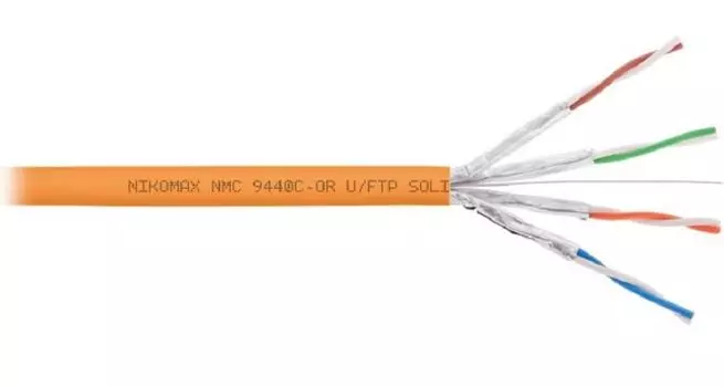Кабель витая пара U/FTP 6 кат. 4 пары NIKOMAX NMC 9440C-OR 23AWG(0.57 мм), медь, одножильный (solid), внутренний, полимерный материал, нг(A)-HF, оранж