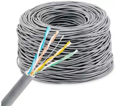 Кабель витая пара U/FTP 6 кат. 4 пары Buro BU-COP-055-FTP solid 0.55мм Cu 305м серый (1938387)