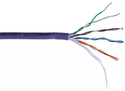 Кабель витая пара U/UTP 5 кат. 4 пары Lanmaster LAN-5EUTP-HFLT-VI нг(А)-HFLTx, фиолетовый, 305м в кат.