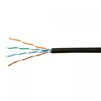 Кабель витая пара U/UTP 5e кат. 4 пары SkyNet CSS-UTP-4-CU-OUT 24AWG(0.48 мм), медь, одножильный (solid), внешний, PE, чёрный, уп/305м ''Standart''