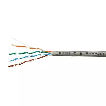Кабель витая пара U/UTP 5e кат. 4 пары SkyNet CSL-UTP-4-CU/100 25AWG(0.46 мм), медь, одножильный (solid), внутренний, PVC, серый, уп/100м ''Light''