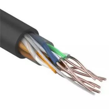 Кабель витая пара U/UTP 5e кат. 4 пары Rexant 01-0045-50 24AWG(0.50 мм), медь, одножильный (solid), внешний, PE, чёрный, уп/50м