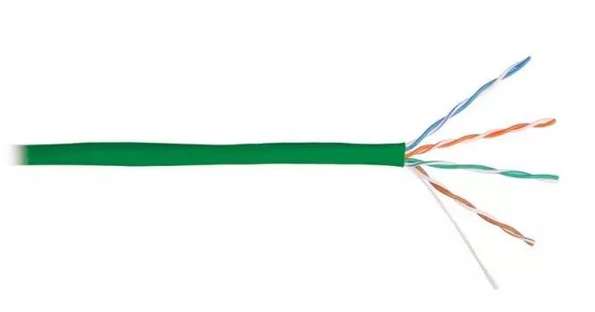 Кабель витая пара U/UTP 5e кат. 4 пары NIKOMAX NMC 4100C-GN 24AWG(0.51 мм), медь, одножильный (solid), внутренний, полимерный материал, нг(A)-HF, зелё