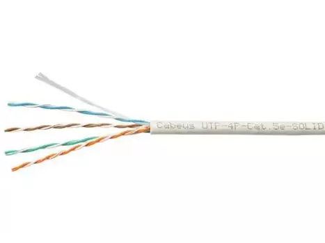 Коннектор Cabeus UTP-4P-Cat.5e-SOLID-LSZH-GY-LIGHT Кабель витая пара UTP (U/UTP), категория 5e, 4 пары 0,47мм (24 AWG), LSZH, нг(А)-HF, серый, (305