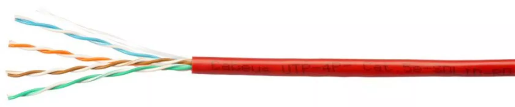 Кабель витая пара U/UTP 5e кат. 4 пары Cabeus UTP-4P-Cat.5e-SOLID-RD-100 (24 AWG), одножильный, PVC нг(А)-LS, красный (100 м)