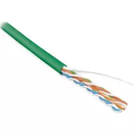 Кабель витая пара U/UTP 5e кат. 4 пары Hyperline UUTP4-C5E-S24-IN-LSZH-GN-100 24AWG(0.51 мм), медь, одножильный (solid), внутренний, LSZH, нг(A)-HF, з