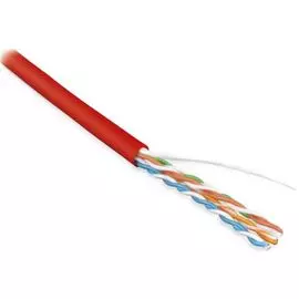 Кабель витая пара U/UTP 5e кат. 4 пары Hyperline UUTP4-C5E-S24-IN-LSZH-RD-100 24AWG(0.51 мм), медь, одножильный (solid), внутренний, LSZH, нг(A)-HF, к