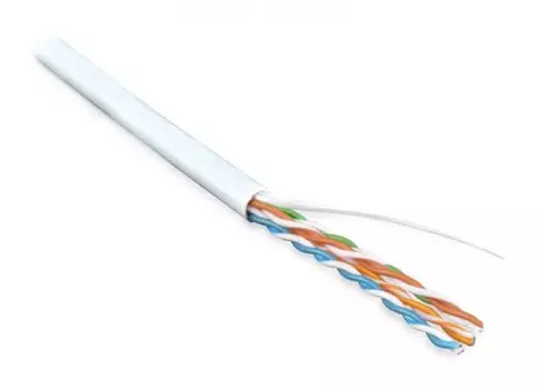 Кабель витая пара U/UTP 5e кат. 4 пары Hyperline UUTP4-C5E-S24-IN-PVC-WH-305 24AWG(0.51 мм), медь, одножильный (solid), внутренний, PVC, белый, уп/305