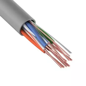 Кабель витая пара U/UTP 5e кат. 4 пары Rexant 01-0059 ZH нг(А)-HF, 24AWG, INDOOR, SOLID, серый, 305 м, LIGHT