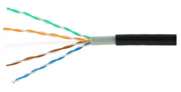 Кабель витая пара U/UTP 5e кат. 4 пары Cablexpert UPC-5051E-4-CU-OUT outdoor 4x2x0.51, медный, однож., 305м, box, черный