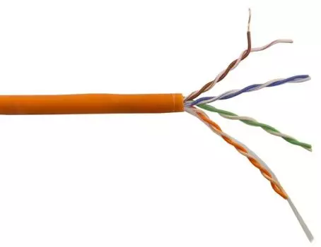 Кабель витая пара U/UTP 5e кат. 4 пары Lanmaster LAN-5EUTP-HFLT-OR нг(А)-HFLTx, оранжевый, 305м в кат.