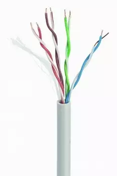 Кабель витая пара U/UTP 5e кат. 4 пары Cablexpert UPC-5004E-SO/100C 24AWG(0.48 мм), медь, одножильный (solid), внутренний, PVC, серый, уп/100м