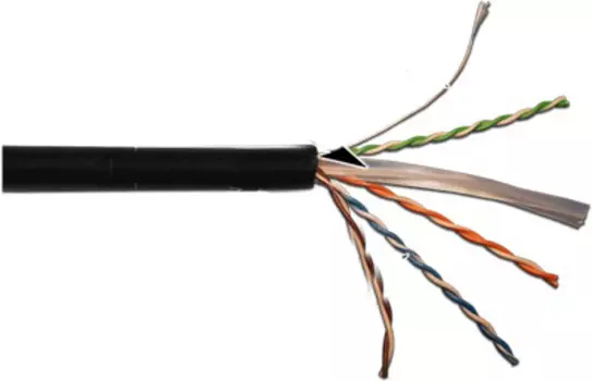 Кабель витая пара U/UTP 6 кат. 4 пары Lanmaster LAN-6EUTP-WP-OUT внешний, с водоблокировочным слоем, 305м в кат