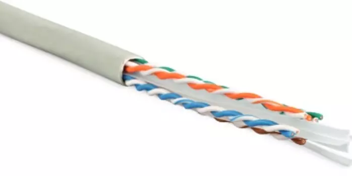 Кабель витая пара U/UTP 6 кат. 4 пары Hyperline UUTP4R-C6-S23-IN-LSZH-GY-305 (305 м) (23 AWG), одножильный (solid), с разделителем, LSZH, нг(А)-HF, се