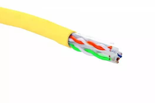 Кабель витая пара U/UTP 6 кат. 4 пары Eurolan 19C-U6-12YL-B305 23 AWG, нг(А)-HF, внутренней прокладки, желтый, коробка 305 м