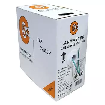 Кабель витая пара U/UTP 6 кат. 4 пары Lanmaster LAN-6EUTP-LSZH-GY с перегородкой, 550Mhz, LSZH, серый, 305 м