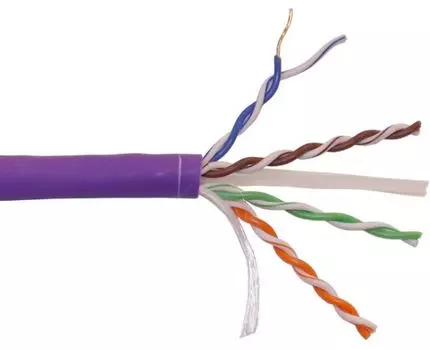 Кабель витая пара U/UTP 6 кат. 4 пары Lanmaster LAN-6EUTP-HFLT-VI с перегородкой, 550Mhz, LSZH, нг(A)-HF, фиолетовый, 305 м