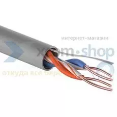 Кабель витая пара U/UTP 5e кат. 2 пары Rexant 01-0023 24AWG(0.50 мм), медь, одножильный (solid), внутренний, PVC, серый, уп/305м