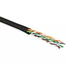 Кабель витая пара U/UTP 5e кат. 4 пары Hyperline UUTP4-C5E-P24-IN-LSZH-BK-100 24AWG(7х0.20 мм), медь, многожильный (stranded), внутренний, LSZH, нг(C)