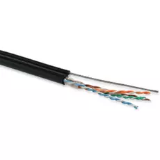 Кабель витая пара U/UTP 5e кат. 4 пары Hyperline UUTP4-C5E-S24-2SW-OUT-PE-BK-500 24AWG(0.51 мм), медь, одножильный (solid), внешний, с троссом, PE, чё