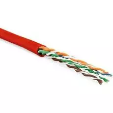 Кабель витая пара U/UTP 5e кат. 4 пары Hyperline UUTP4-C5E-P24-IN-LSZH-RD-100 24AWG(7х0.20 мм), медь, многожильный (stranded), внутренний, LSZH, нг(C)