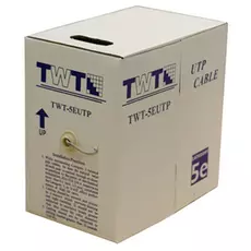Кабель витая пара U/UTP 5e кат. 4 пары TWT TWT-5EUTP-PT-GY 24AWG(7х0.18 мм), медь, многожильный (stranded), внутренний, PVC, серый, уп/305м
