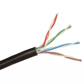 Кабель витая пара U/UTP 5e кат. 4 пары Exegate UTP4-C5e-CU-S24-OUT-PE-BK-305 24AWG(0.51 мм), медь, одножильный (solid), внешний, с троссом, PE, чёрный