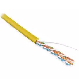 Кабель витая пара U/UTP 5e кат. 4 пары Hyperline UUTP4-C5E-S24-IN-LSZH-YL-100 24AWG(0.51 мм), медь, одножильный (solid), внутренний, LSZH, нг(A)-HF, ж