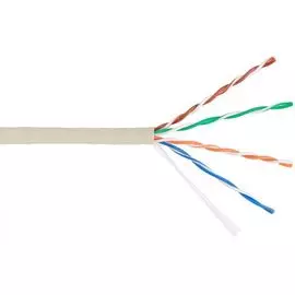 Кабель витая пара U/UTP 5e кат. 4 пары NIKOLAN NKL 9100A-IY 24AWG(0.51 мм), медь, одножильный (solid), внутренний, PVC, нг(A), слоновая кость, уп/305м