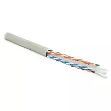Кабель витая пара U/UTP 6 кат. 4 пары Hyperline UUTP4-C6-S23-IN-PVC-GY-305 23AWG(0.57 мм), медь, одножильный (solid), внутренний, PVC, серый, уп/305м