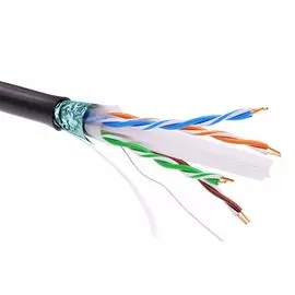 Кабель витая пара U/UTP 6 кат. 4 пары DKC RN6FUPE3BK 23AWG(0.57 мм), медь, одножильный (solid), внутренний, PE, чёрный, уп/305м ''RAM telecom''