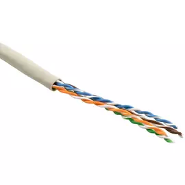Кабель витая пара U/UTP 6 кат. 4 пары Hyperline UUTP4-C6-P24-NCR-IN-LSZH-GY-100 24AWG(7х0.20 мм), медь, многожильный (stranded), внутренний, LSZH, нг(