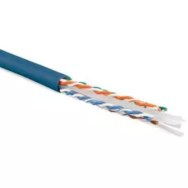 Кабель витая пара U/UTP 6 кат. 4 пары Hyperline UUTP4-C6-S23-IN-PVC-BL-305 23AWG(0.57 мм), медь, одножильный (solid), внутренний, PVC, синий, уп/305м