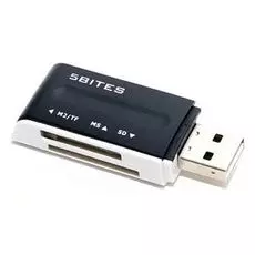 Карт-ридер 5bites RE2-102BK USB2.0, All-in-One, USB Plug, черный