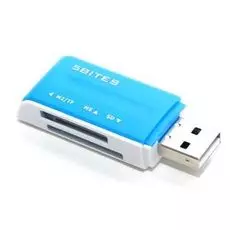 Карт-ридер 5bites RE2-102BL USB2.0, All-in-One, USB Plug, blue