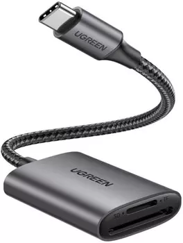 Карт-ридер UGREEN CM401 80888 USB-C to SD/TF, цвет: серый