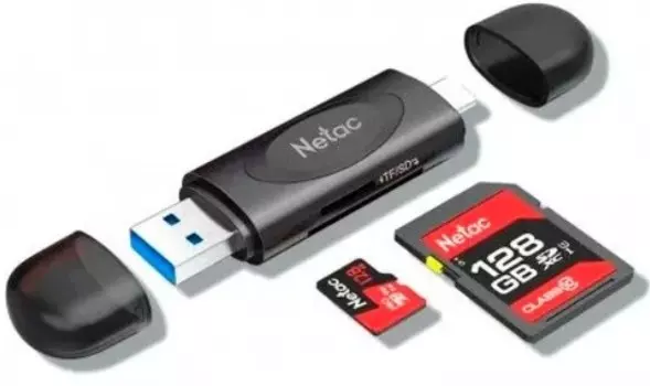 Карт-ридер внешний Netac NT09WK14-30BK WK14 SD, SDHC, SDXC, microSD, microSDHC, microSDXC, USB Type-C