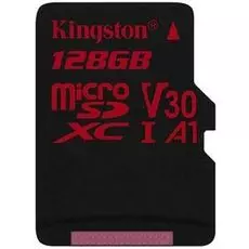 Карта памяти 128GB Kingston SDCR/128GBSP Canvas React 100/80 U3 UHS-I V30 A1 Single Pack w/o Adp