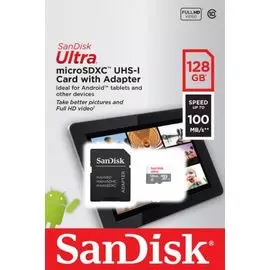 Карта памяти 128GB SanDisk SDSQUNR-128G-GN6TA microSDXC Class 10 Ultra (SD адаптер) UHS-I 100MB/s Tablet Packaging