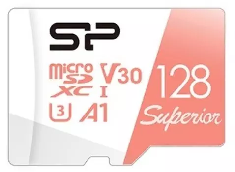 Карта памяти 128GB Silicon Power SP128GBSTXDV3V20SP microSDXC Class 10 UHS-I U3 100/80 Mb/s Superior A1 (SD адаптер)