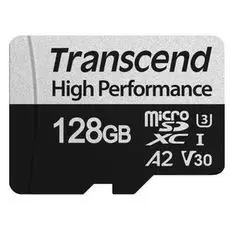 Карта памяти 128GB Transcend TS128GUSD330S High Performance, microSDXC UHS-I U3, V30, A2 [R/W - 100/85 MB/s] с адаптером