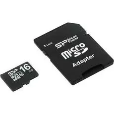 Карта памяти 16GB Silicon Power SP016GBSTH010V10SP SDHC MicroSD Card class 10 Retail pack w/ adaptor