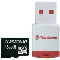 Карта памяти 16GB Transcend TS16GUSDHC10-P3 microSDHC Class 10 (USB ридер P3)