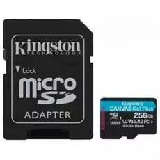 Карта памяти 256GB Kingston SDCG3/256GB microSDXC, UHS-II Class U3 V30 A2, чтение: 170Мб/с, запись: 90Мб/с, с адаптером